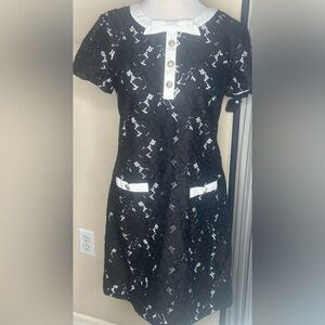 KARL LAGERFELD LAVE BLACK DRESS WHITE COLLARED SS HALLOWEEN — WEDNESDAY ADAMS 8